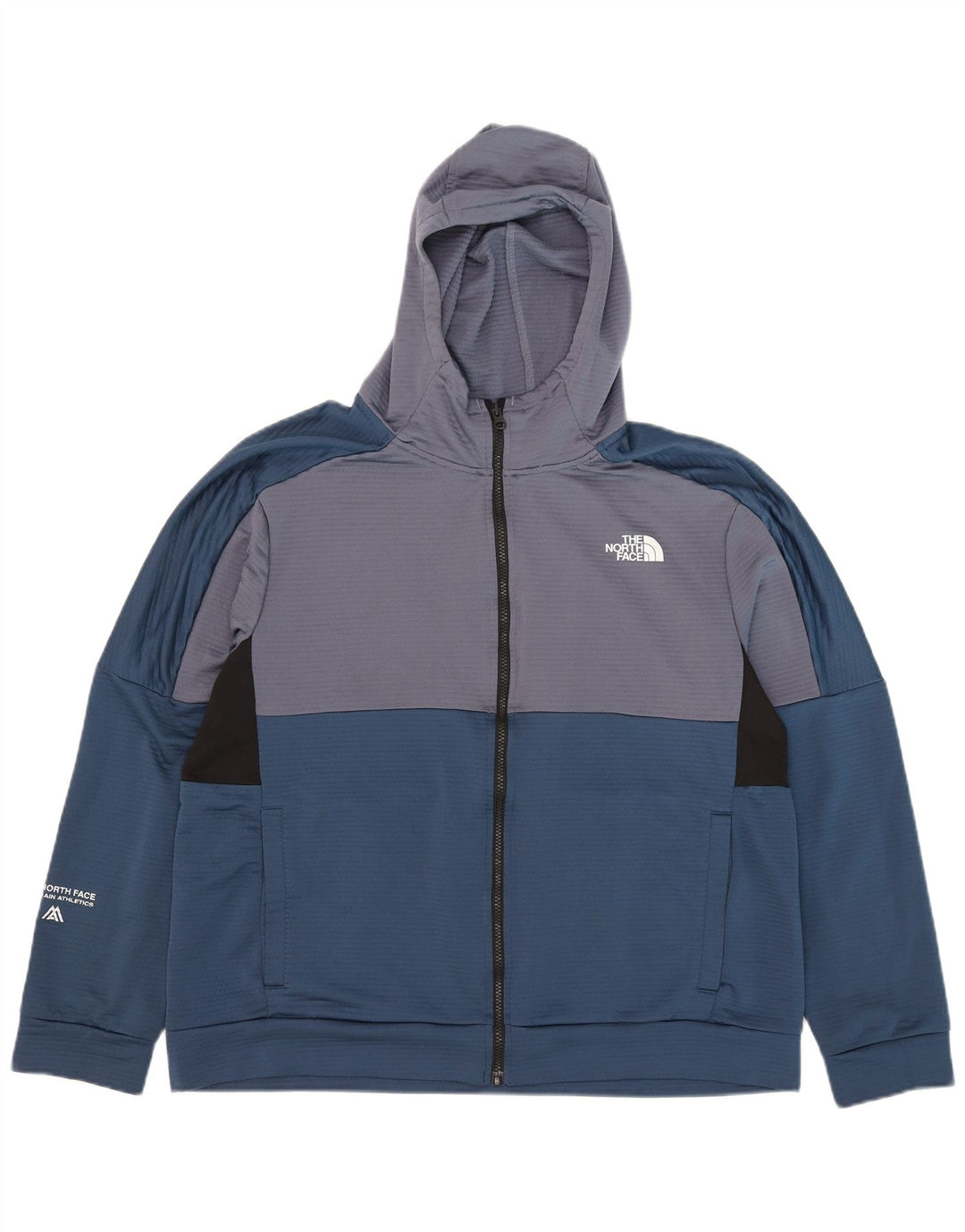 The North Face Herren-Kapuzenpullover mit Reißverschluss, XL, blaues Farbblock-Polyester
