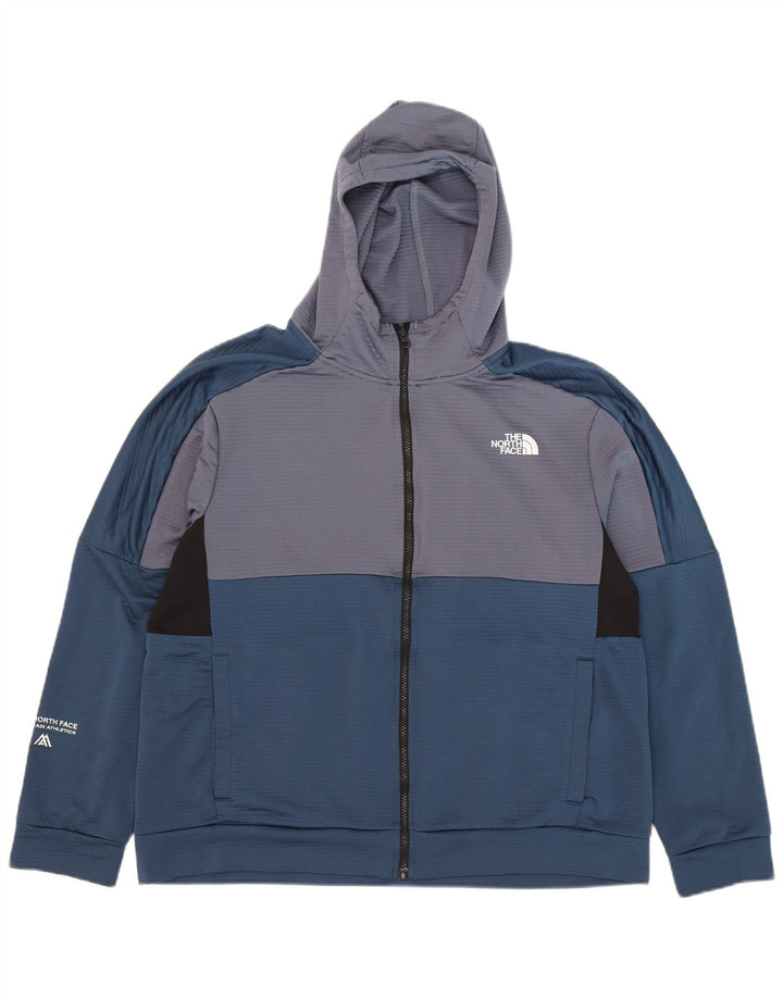 The North Face Herren-Kapuzenpullover mit Reißverschluss, XL, blaues Farbblock-Polyester