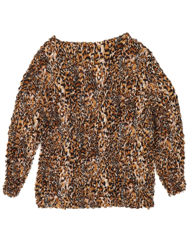 Vintage Damen Bluse Top UK 14 Medium Mehrfarbiges Animal Print Polyester