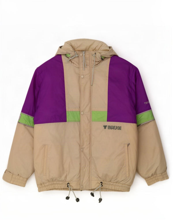 Brugi Herren-Skijacke mit Kapuze, UK 44, 2XL, gebrochenes Weiß, Farbblock