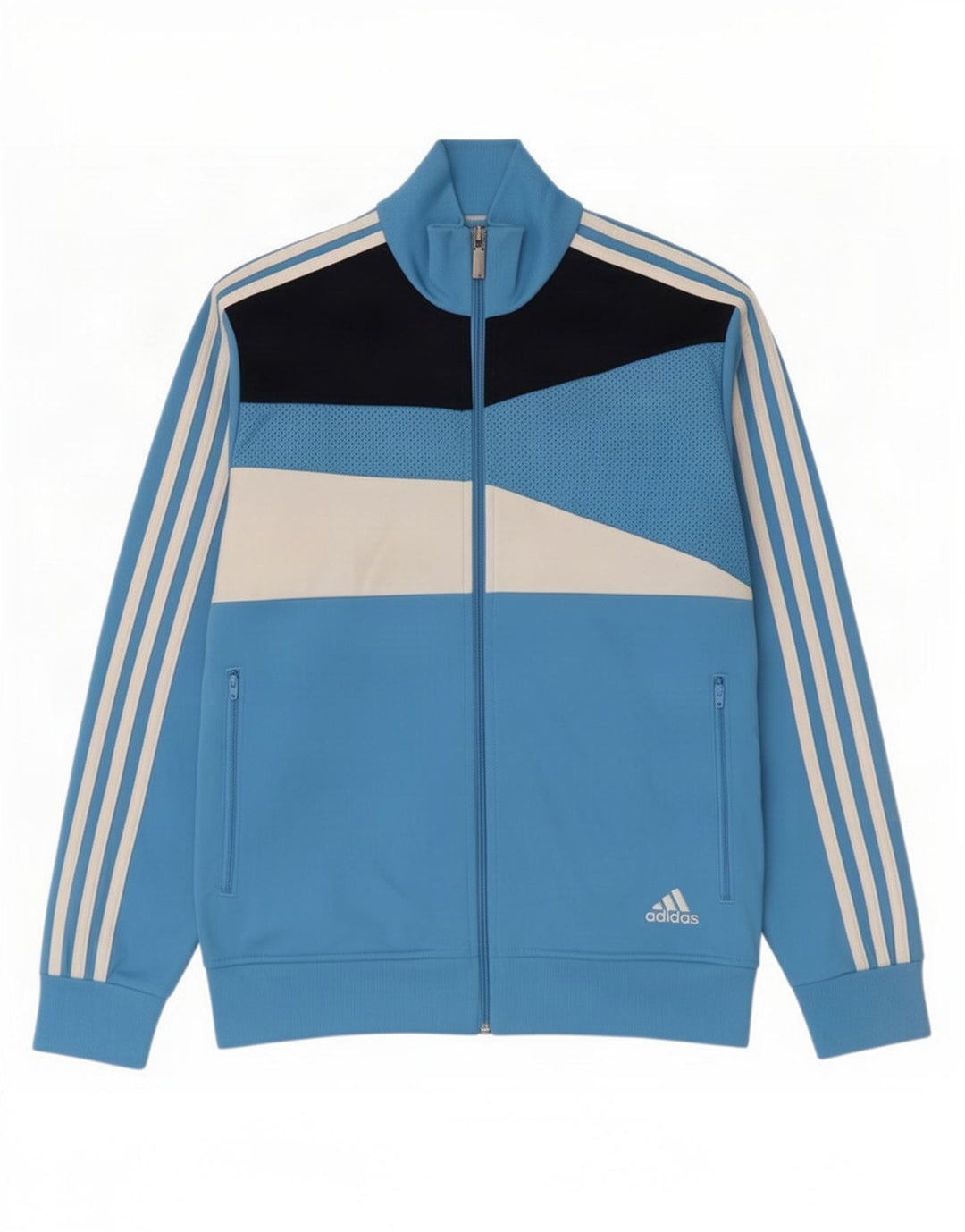 Adidas Jungen-Trainingsanzug-Top-Jacke, 13–14 Jahre, blaues Colourblock-Polyester