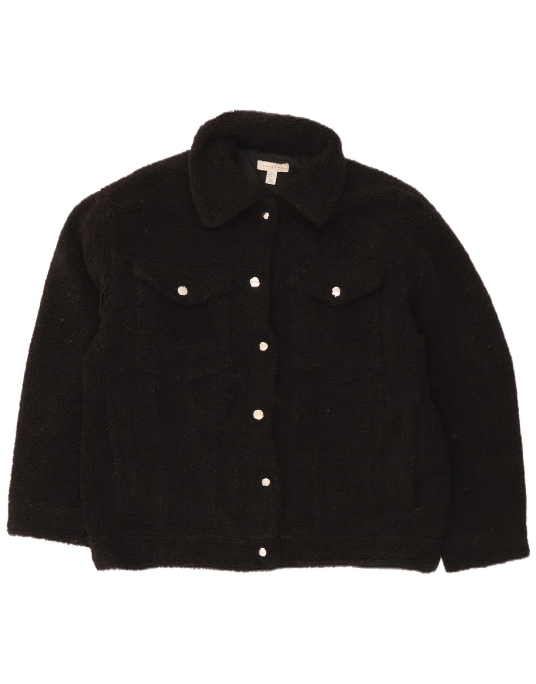 Topshop Damen Fleece-Bomberjacke in Übergröße, UK 14, Mittelschwarz, Polyester
