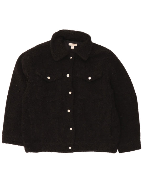 Topshop Damen Fleece-Bomberjacke in Übergröße, UK 14, Mittelschwarz, Polyester