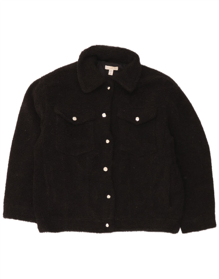 Topshop Damen Fleece-Bomberjacke in Übergröße, UK 14, Mittelschwarz, Polyester