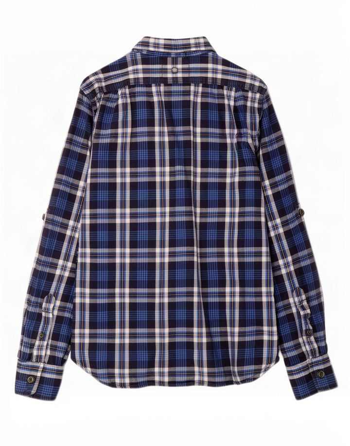 Superdry Herren-Flanellhemd, groß, marineblau, kariert, Baumwolle