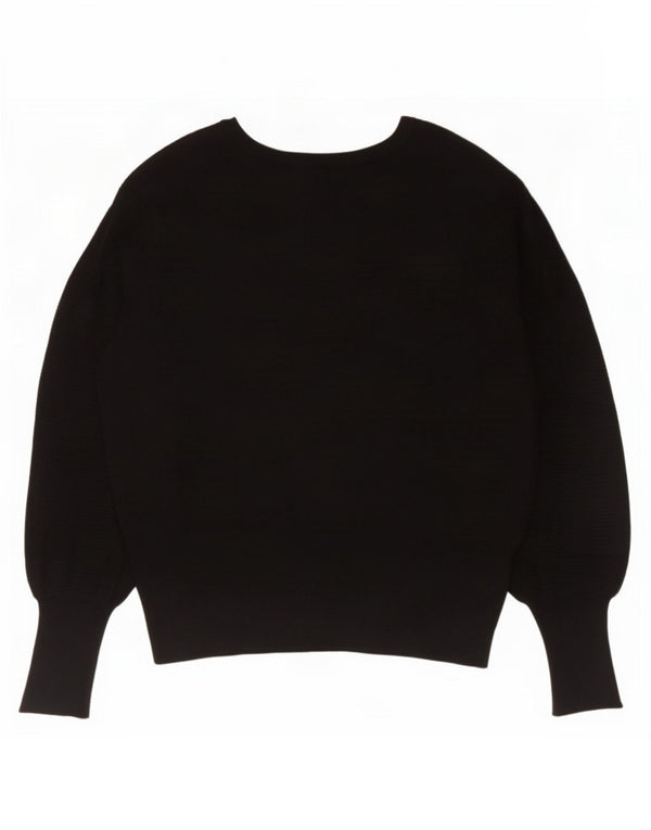 Marks & Spencer Damen-Pullover mit U-Boot-Ausschnitt, UK-Gr. 16, Größe L, schwarze Viskose