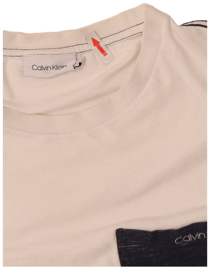 Calvin Klein Herren T-Shirt Top Small Weiße Baumwolle