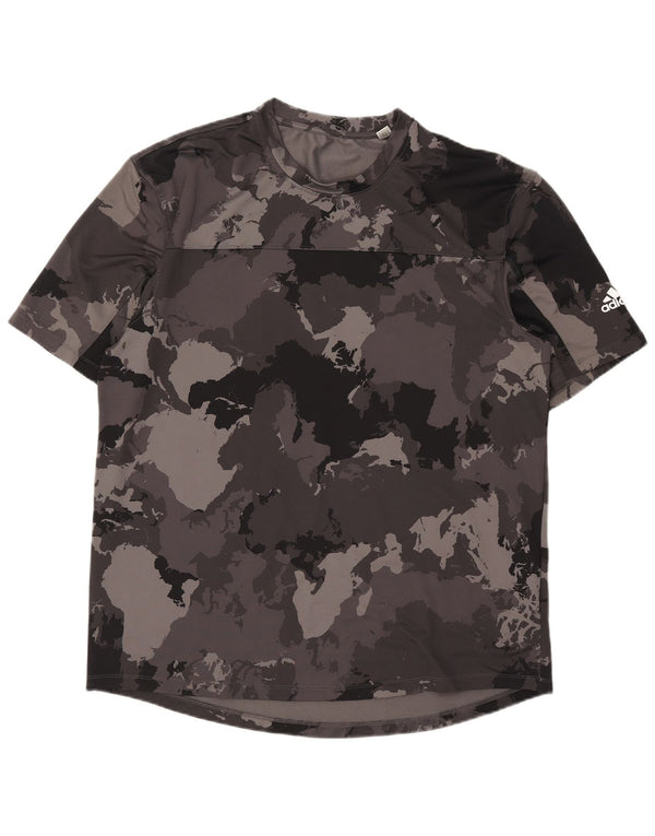 Adidas Herren T-Shirt Top 2XL Grau Camouflage Polyester