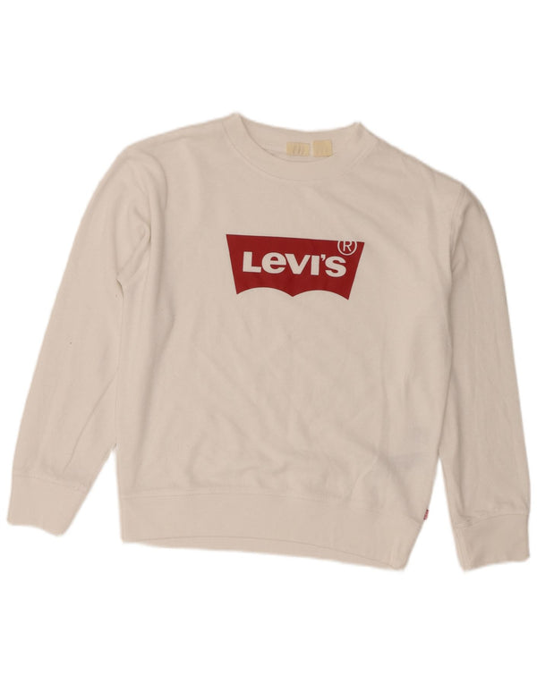 Levi's Damen-Sweatshirt mit Grafik-Übergröße, Größe UK 6, XS, weiße Baumwolle