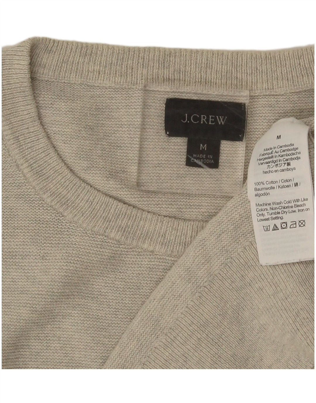 J. Crew Herren-Pullover mit Rundhalsausschnitt, mittelgraue Baumwolle