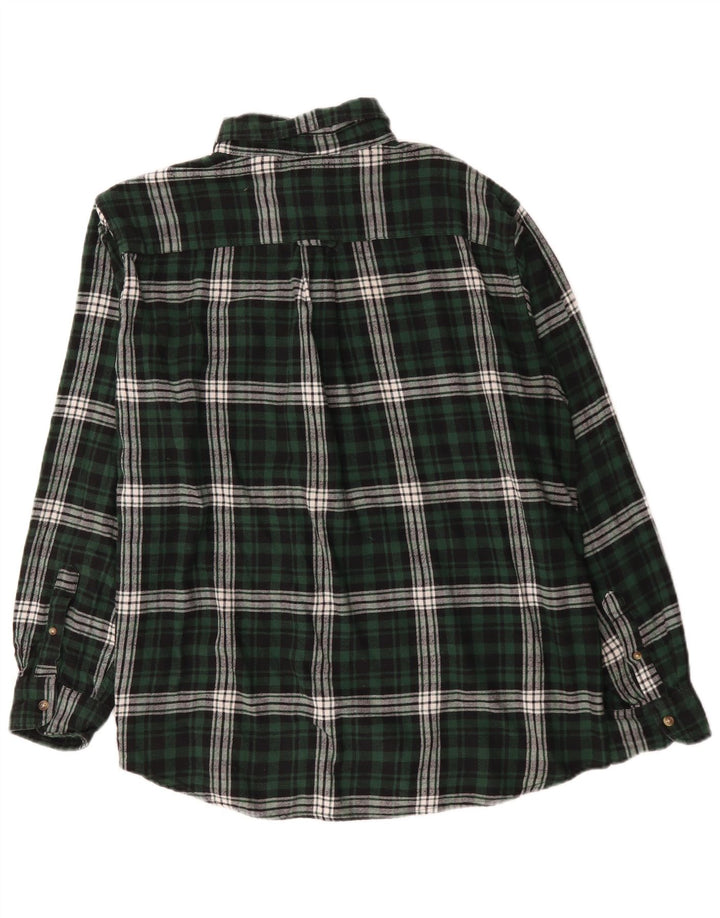 Chaps Herren-Flanellhemd XL, grün kariert, Baumwolle