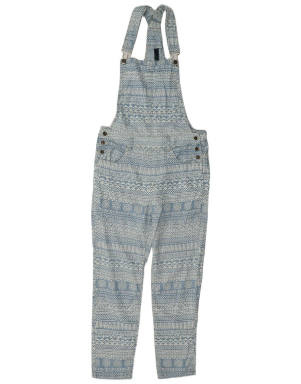 Benetton Slim Latzhose für Damen XS W25 L25 Blau Fair Isle Lyocell