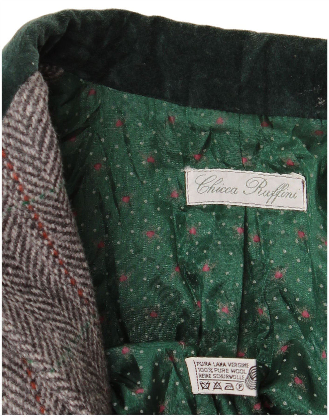 Vintage Damen Zweireihige Blazerjacke UK 14 Mittelgrauer Fischgrätenmuster