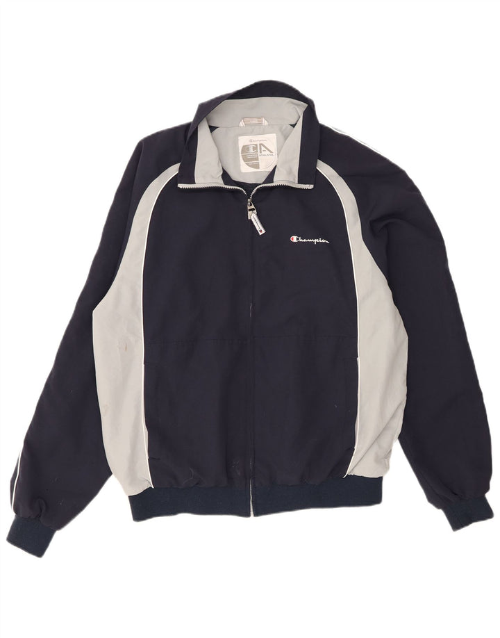 Champion Herren-Trainingsanzug-Top-Jacke, großes marineblaues Farbblock-Polyester