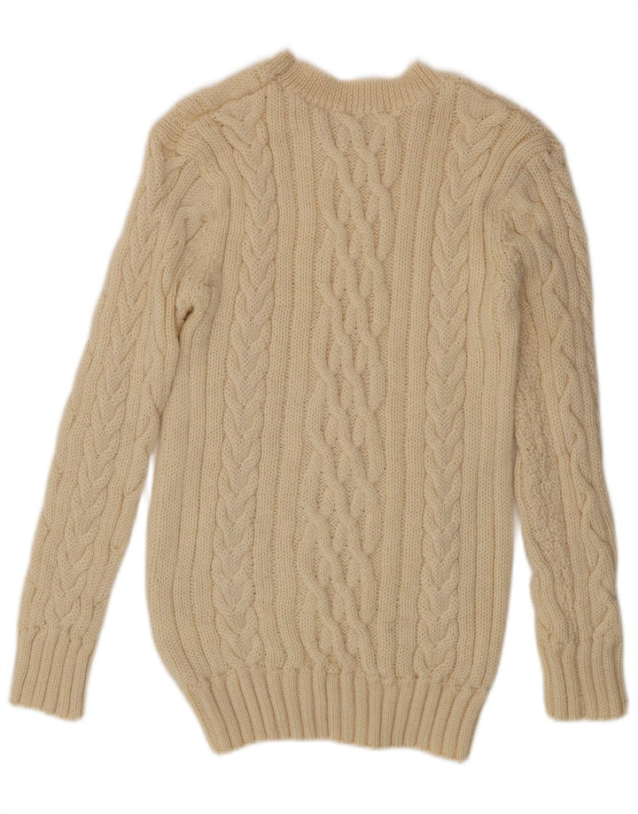 MUNROSPUN Damen-Pullover mit U-Boot-Ausschnitt, UK 10, Größe S, cremefarbene Schurwolle