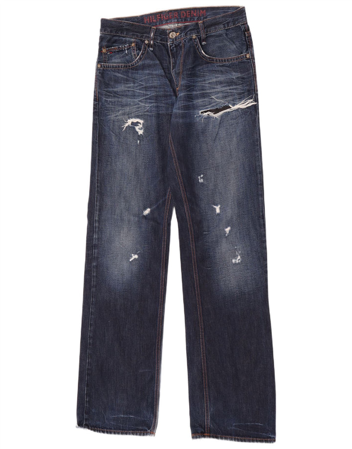Tommy Hilfiger Herren Distressed Straight Jeans W31 L36 Blau