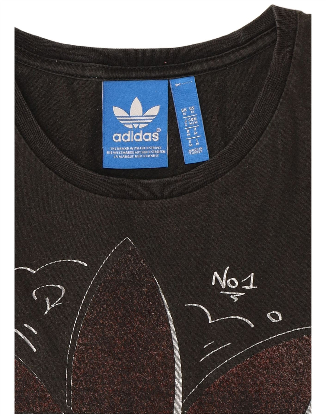 ADIDAS Mens Graphic T-Shirt Top Medium Black Cotton
