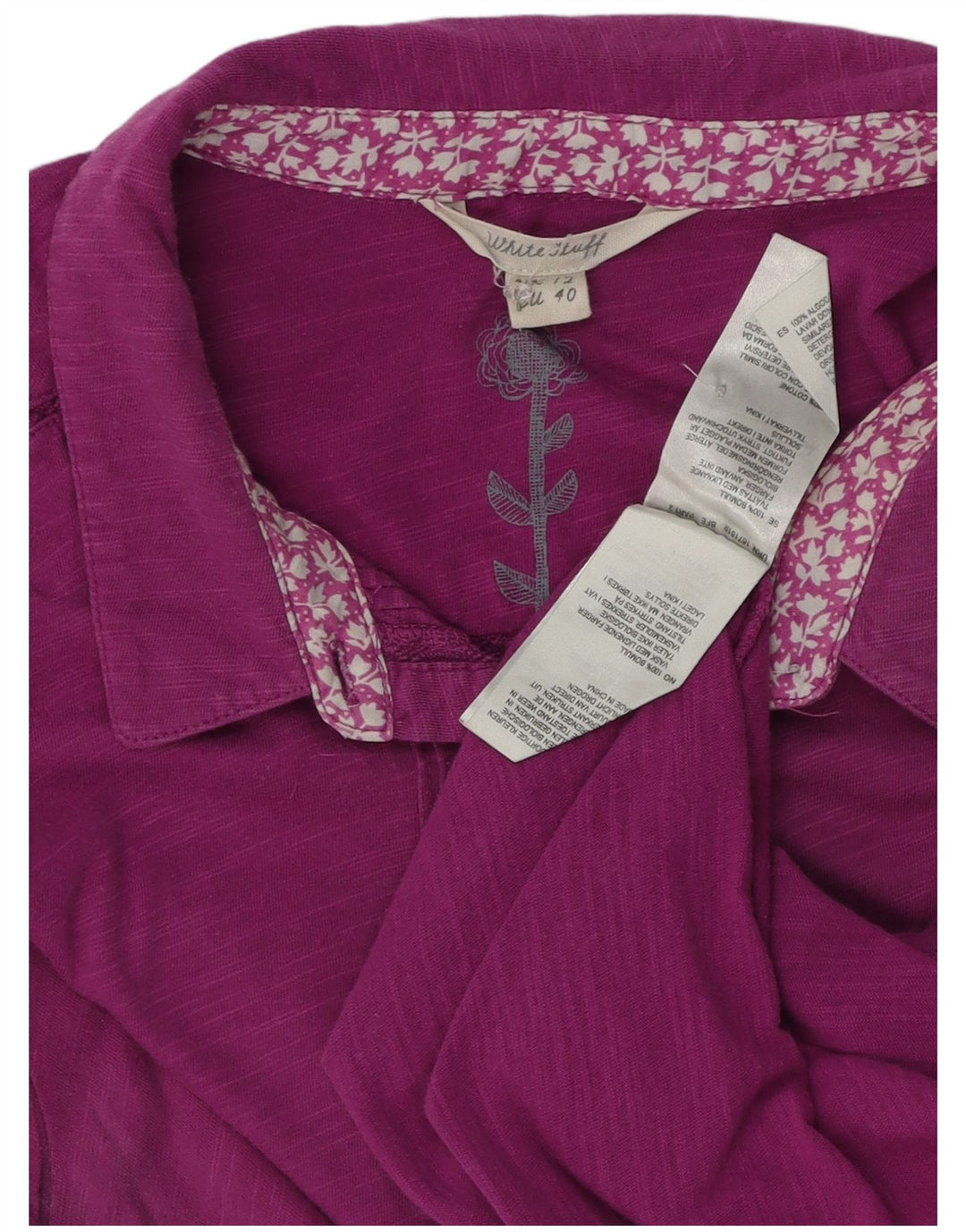White Stuff Damen Kurzarmhemd UK 12 Medium Lila Baumwolle