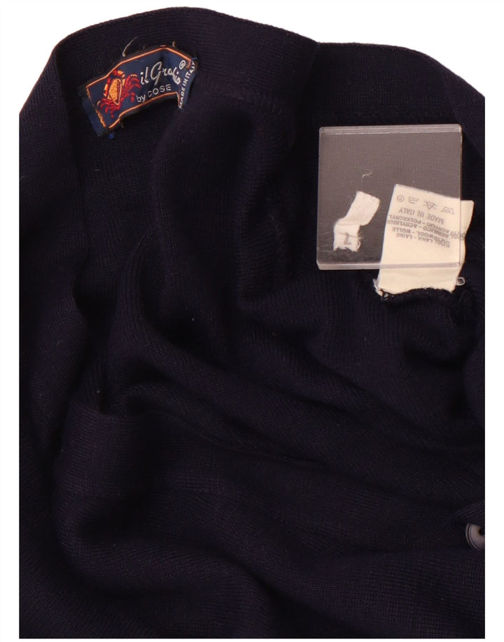 IL GRANCHIO Herren-Strickjacke, große marineblaue Wolle