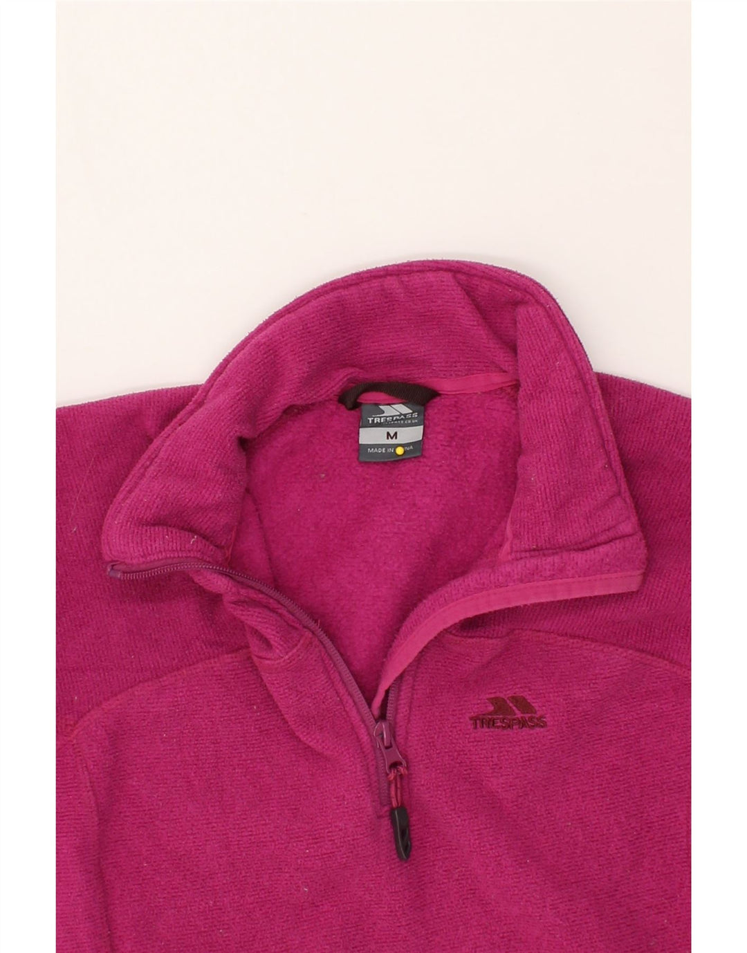 TRESPASS Womens Zip Neck Fleece Jumper UK 14 Medium Pink Polyester Vintage Trespass and Second-Hand Trespass from Messina Hembry 