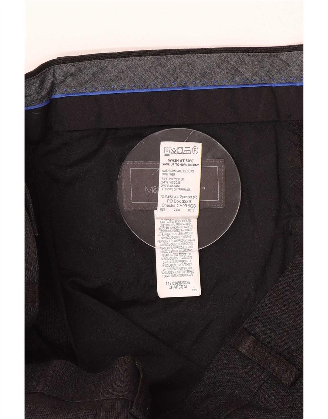 Marks & Spencer Herren Slim Fit Anzughose W34 L31 Schwarz Polyester