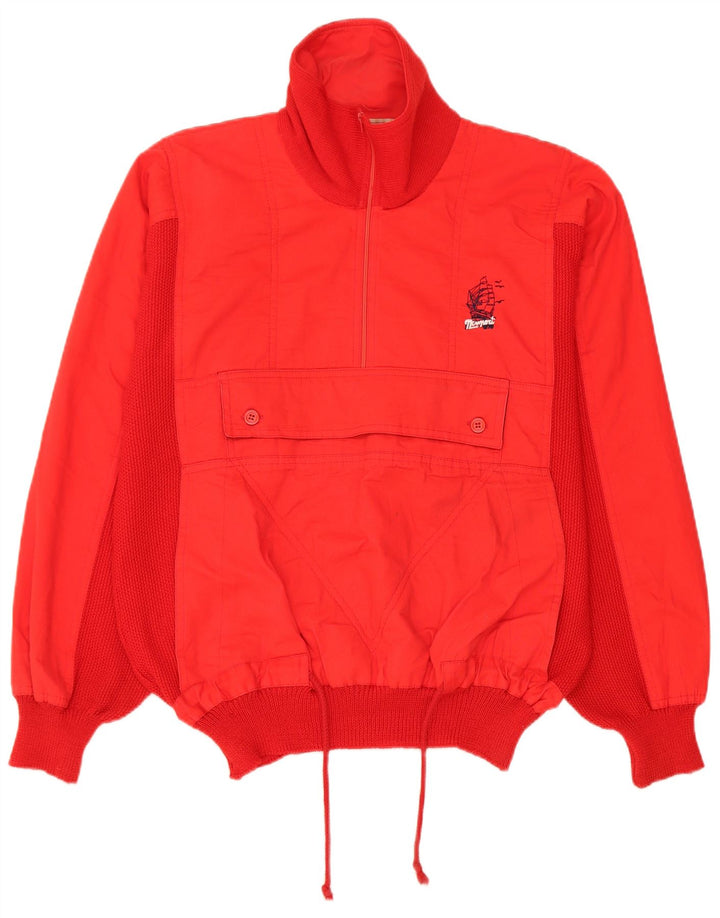 Rodrigo Herren-Anorak-Pullover mit Reißverschluss, IT 50, mittelrote Schurwolle