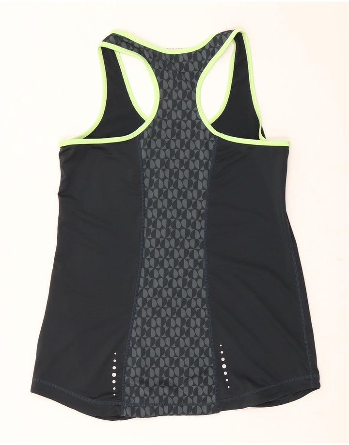 Elle Sport Damen Grafik-Trägershirt UK 12 Mittelgraues geometrisches Polyester