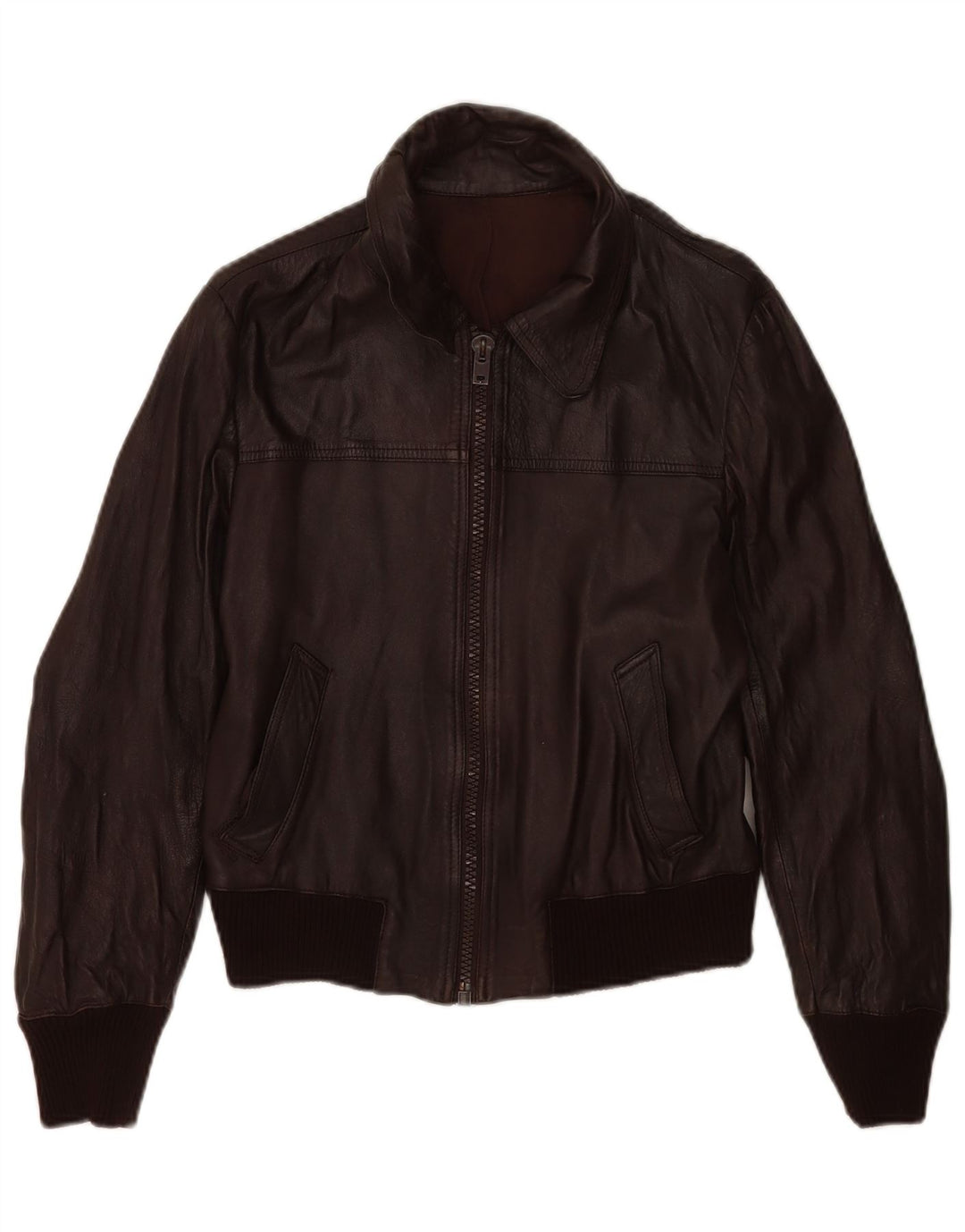Vintage Damen Bomber Lederjacke IT 48 XL Braunes Leder