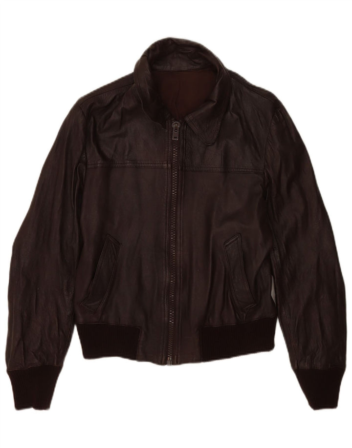 Vintage Damen Bomber Lederjacke IT 48 XL Braunes Leder