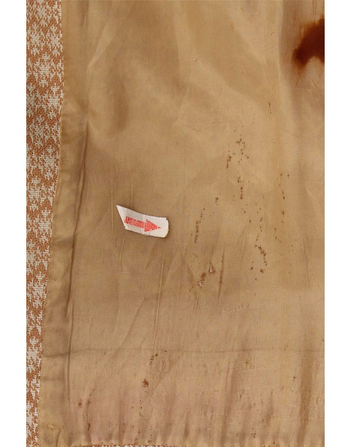 Vintage Damen Mantel UK 10 Small Beige Geometrisch
