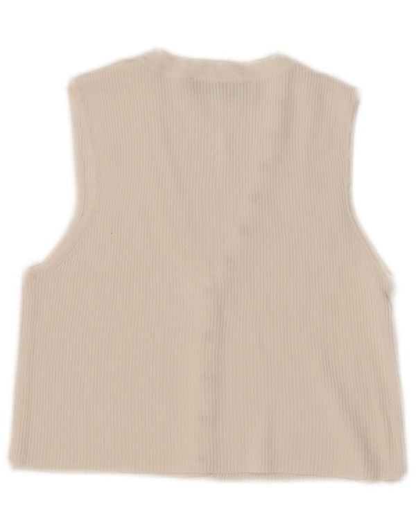Zara Damen Ärmelloses Crop Top UK 10 Small Weiß