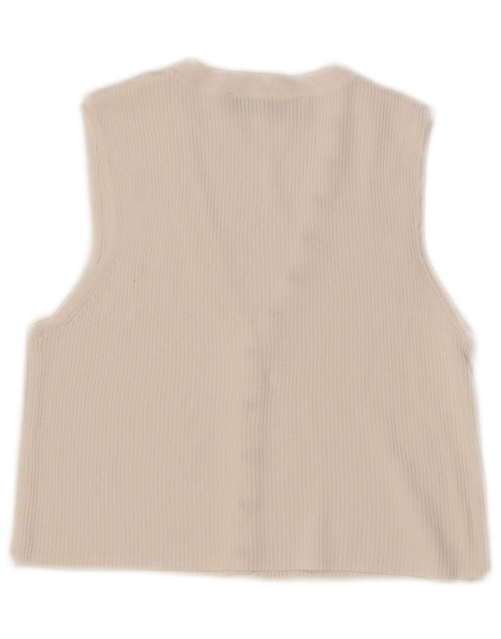 Zara Damen Ärmelloses Crop Top UK 10 Small Weiß