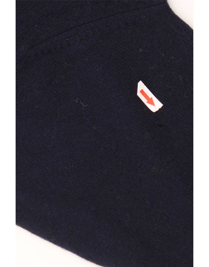 Musto Herren-Pullover mit Reißverschluss am Hals, groß, marineblaue Lammwolle