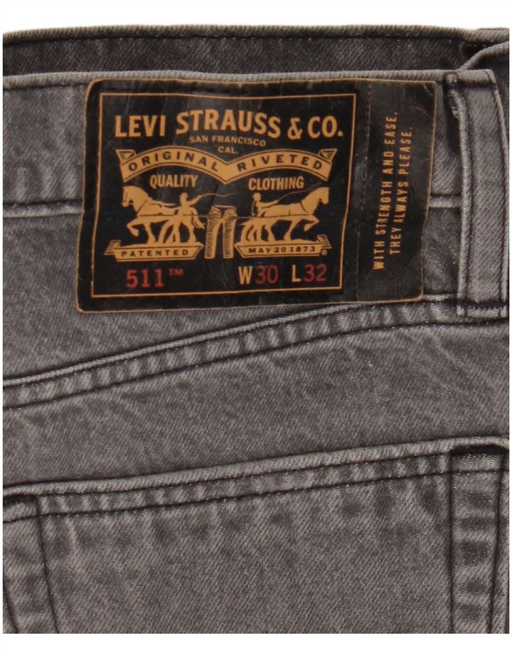 LEVI'S Herren 511 Slim Jeans W30 L32 Graue Baumwolle