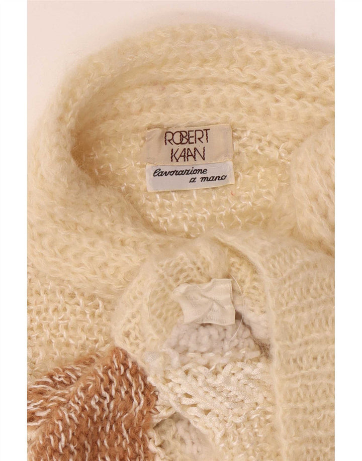 Vintage Damen Rollkragenpullover Pullover UK 14 Medium Off White Retro