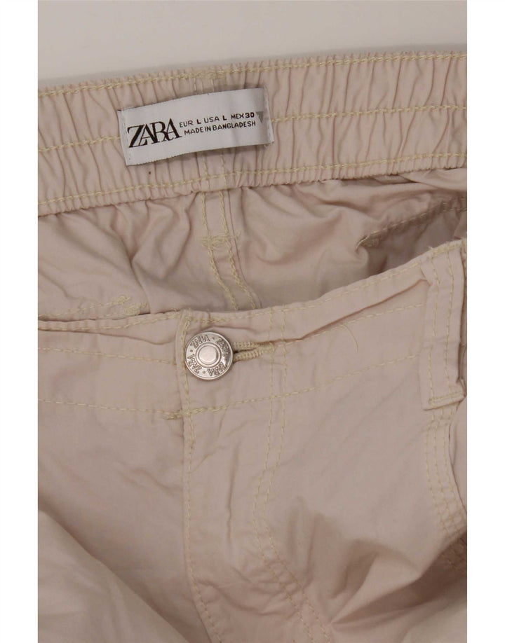 Zara Damen-Cargohose mit weitem Bein, Größe L, W30, L30, Grau