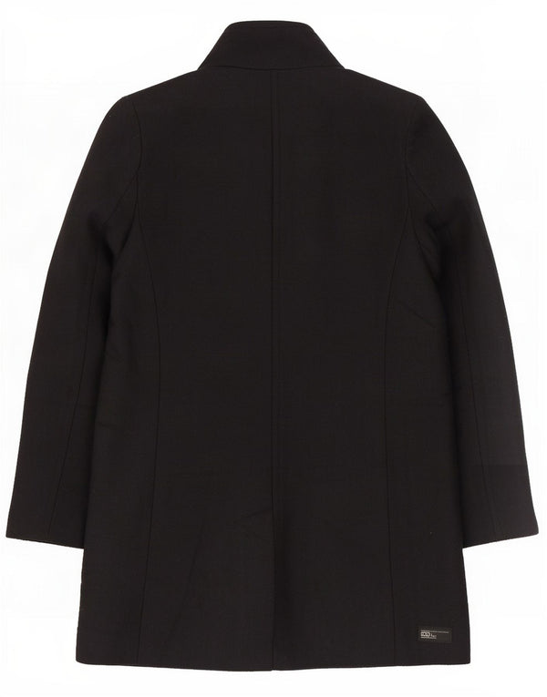 Zara Damen Zweireihiger Mantel UK 14 Mittelschwarze Wolle