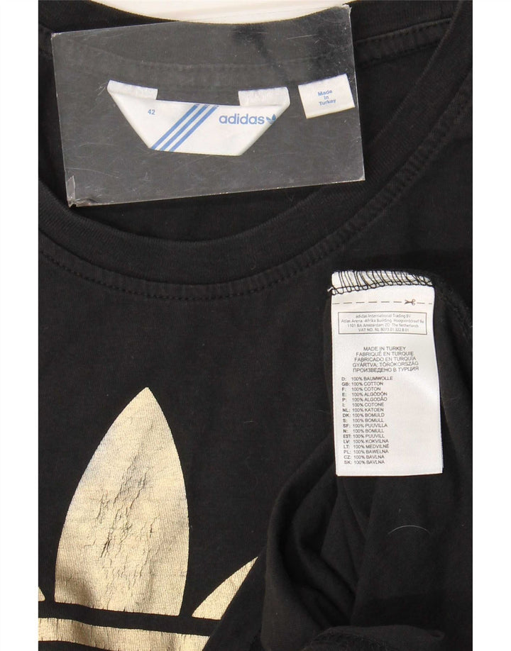 Adidas Damen Grafik T-Shirt Top IT 42 Medium Schwarz Baumwolle