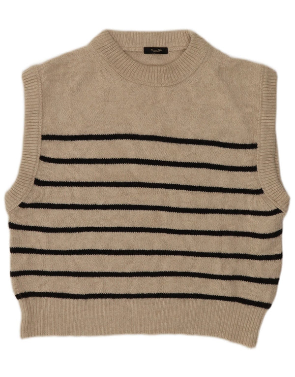 Massimo Dutti Damen Crop Oversized Weste Tank Top UK 10 Small Beige gestreift