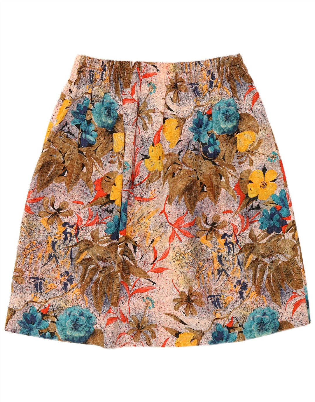 Vintage Damen grafischer A-Linienrock W30 Medium Mehrfarbig geblümt