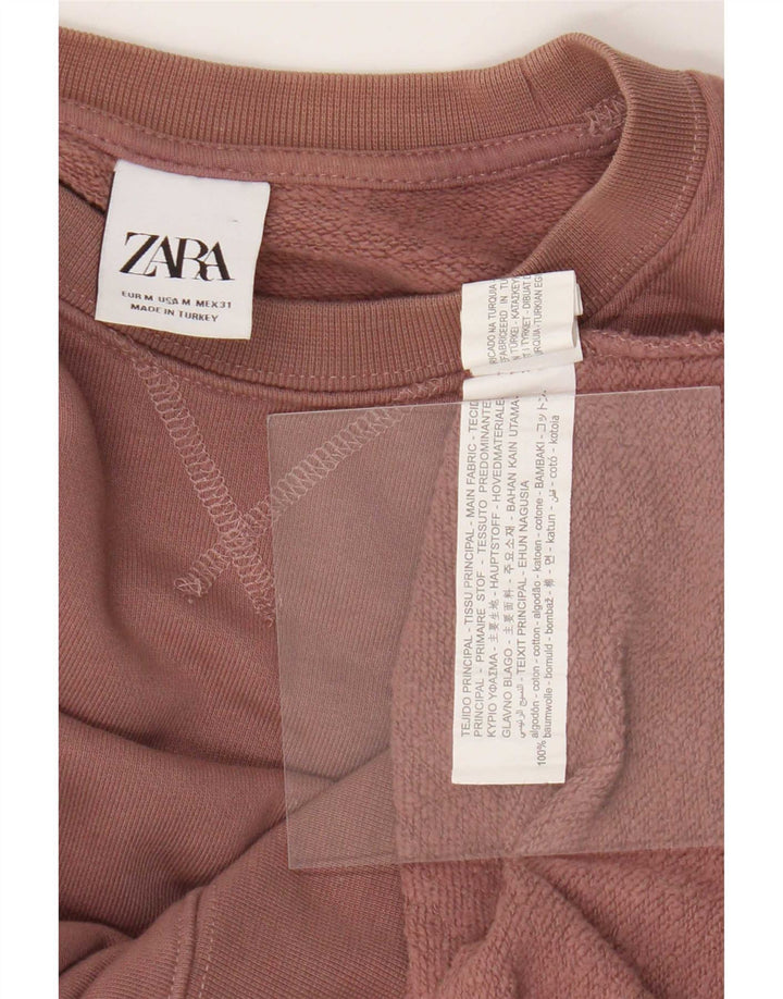 Zara Damen Sweatshirt-Pullover UK 14 Mittelbraune Baumwolle