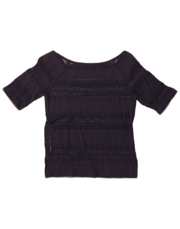 Ralph Lauren Damen Crop Bluse Top UK 12 Medium Marineblau