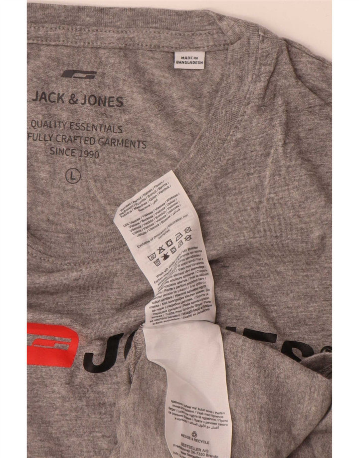 Jack & Jones Herren-T-Shirt mit Grafik, Größe L, Grau, Baumwolle