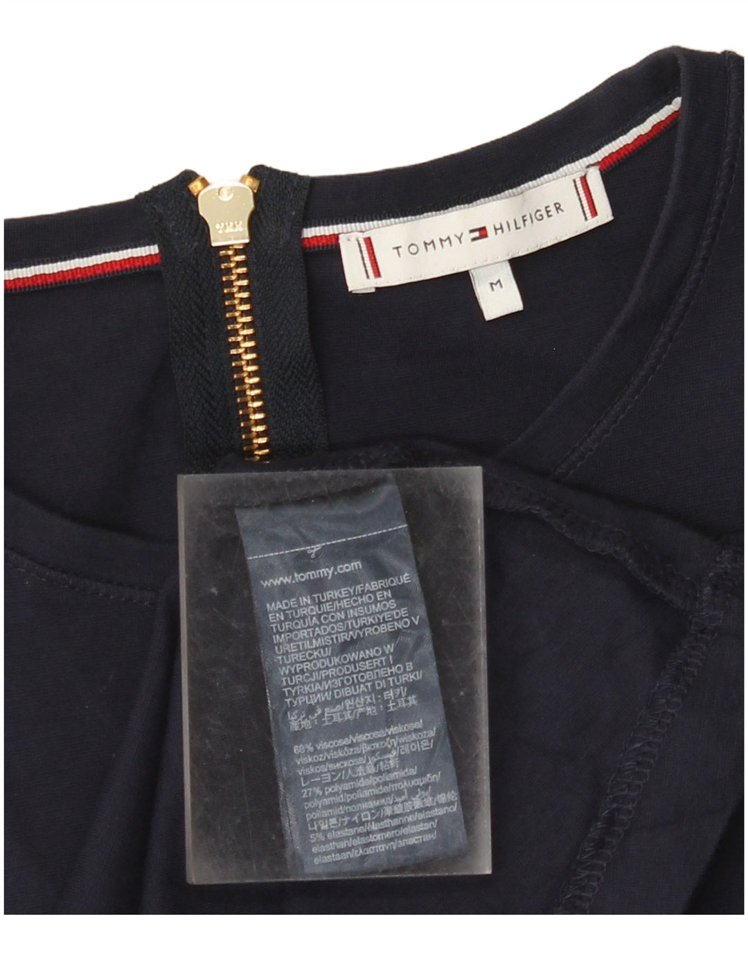 TOMMY HILFIGER Damen A-Linien-Kleid UK 12 Medium Marineblau Viskose