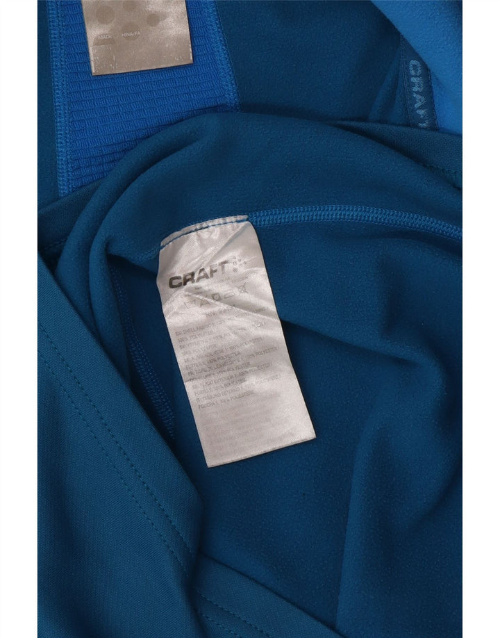 Vintage Herren-Pullover-Trainingsanzugoberteil mit Reißverschluss und Halsausschnitt, mittelblau, Farbblock