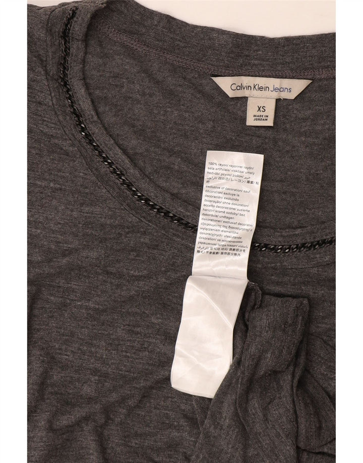 Calvin Klein Womens Loose Fit T-Shirt Top UK 8 XS Grau Rayon