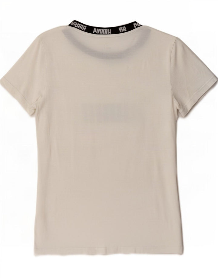 Puma Damen Regular Graphic T-Shirt Top UK 14 Medium Weiß