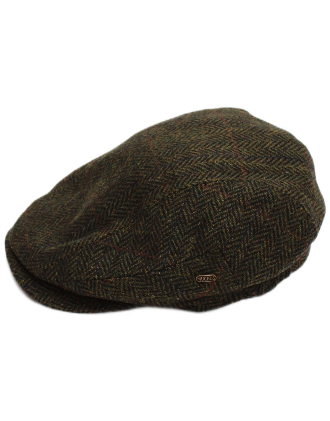 Mucros Weavers Herren Schiebermütze Medium Khaki Herringbone Wool Classic