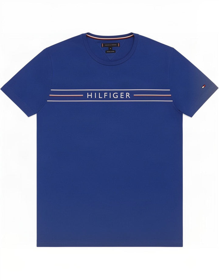 Tommy Hilfiger Herren-T-Shirt mit Grafik, mittelblaue Baumwolle