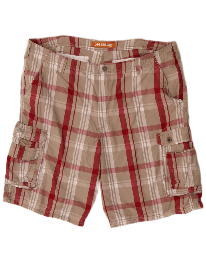 Lee Herren Cargoshorts W42 2XL Grau karierte Baumwolle